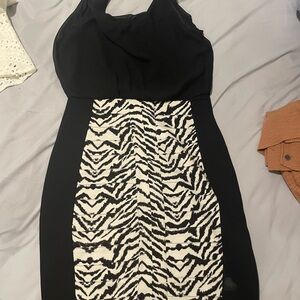 Elegant Black and White Zebra Print Dress